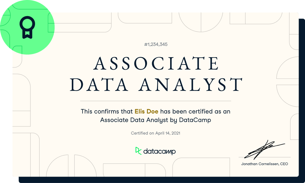 Elis Doe's Associate Data Analyst certificate