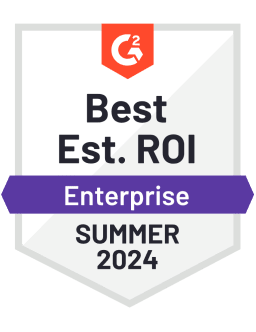 Best Est. ROI - Enterprise - Summer 2024 (G2 badge)