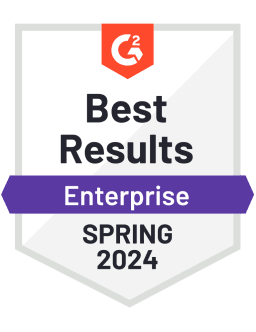 Best Results - Enterprise - Spring 2024 (G2 badge)