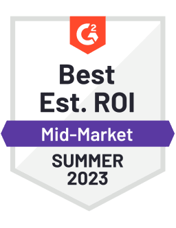 Best Est. ROI - Mid-Market Summer 2023 (G2 Badge)