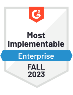 Most Implementable - Enterprise - Fall 2023 (G2 badge)