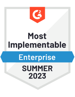 Most Implementable - Enterprise - Summer 2023 (G2 badge)
