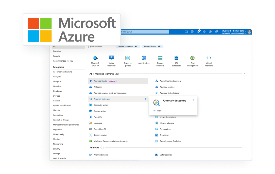 Microsoft Azure screen