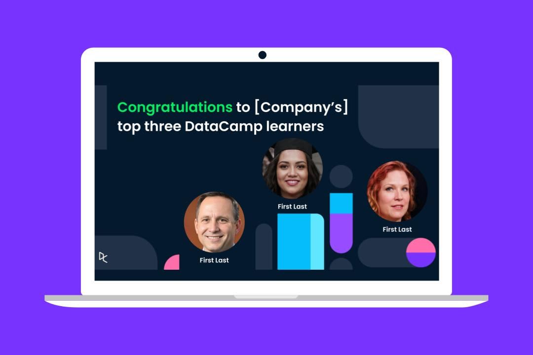 A PowerPoint presentation used to celebrate top learners on DataCamp