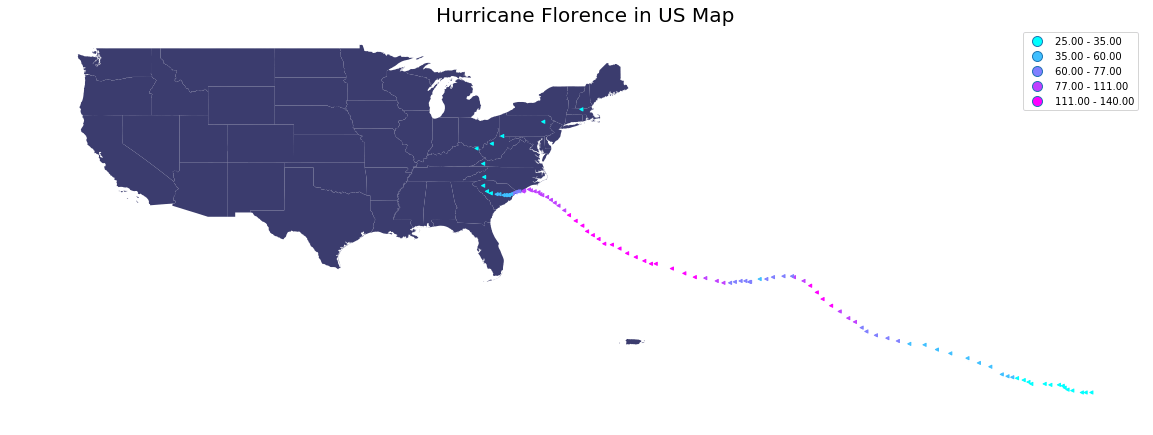 hurricane florence in us map
