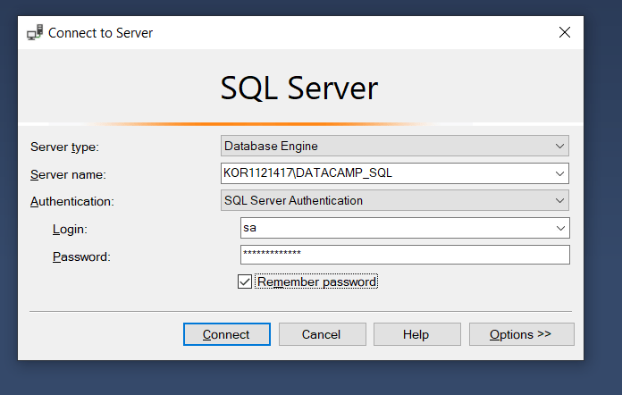 SQL Server > Login and Password