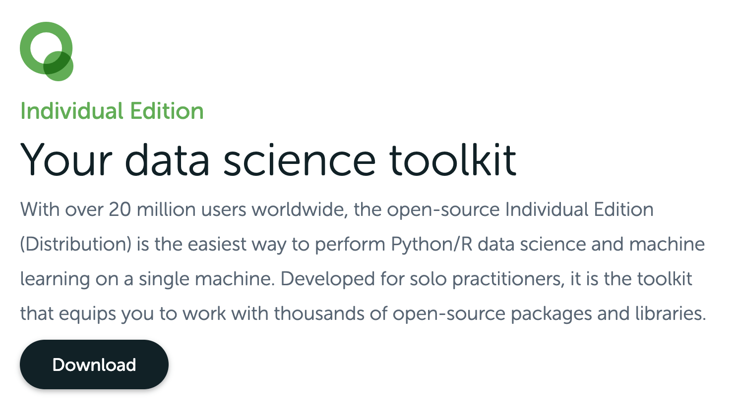 Individual edition data science toolkit download