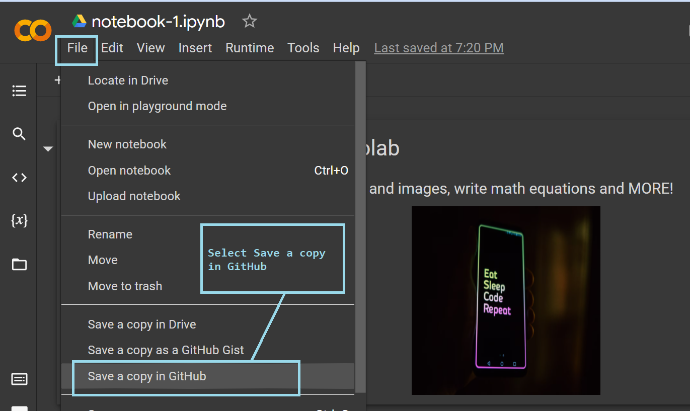 Saving Colab notebooks to GitHub 1