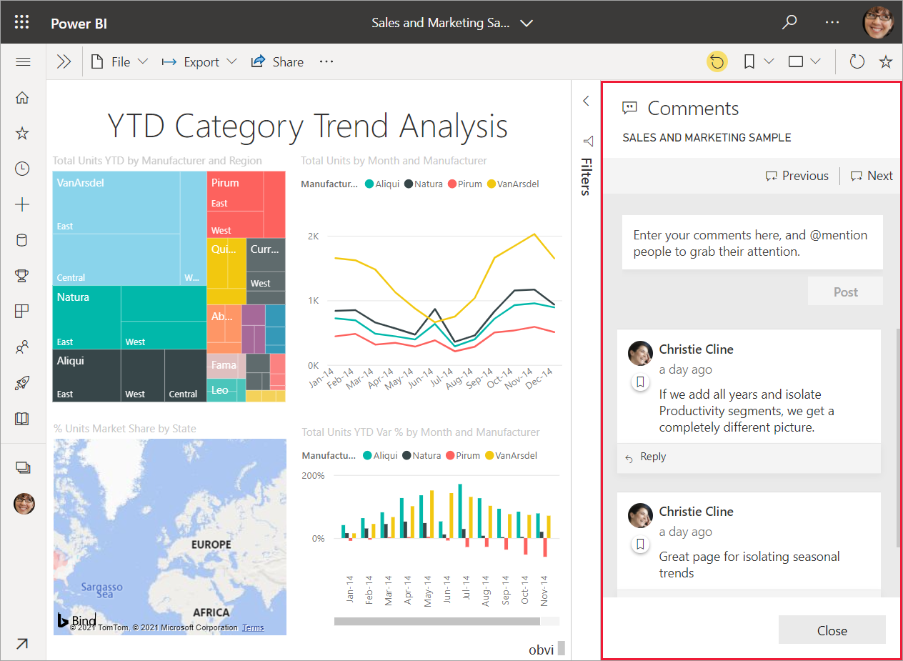Commenting feature in Power BI