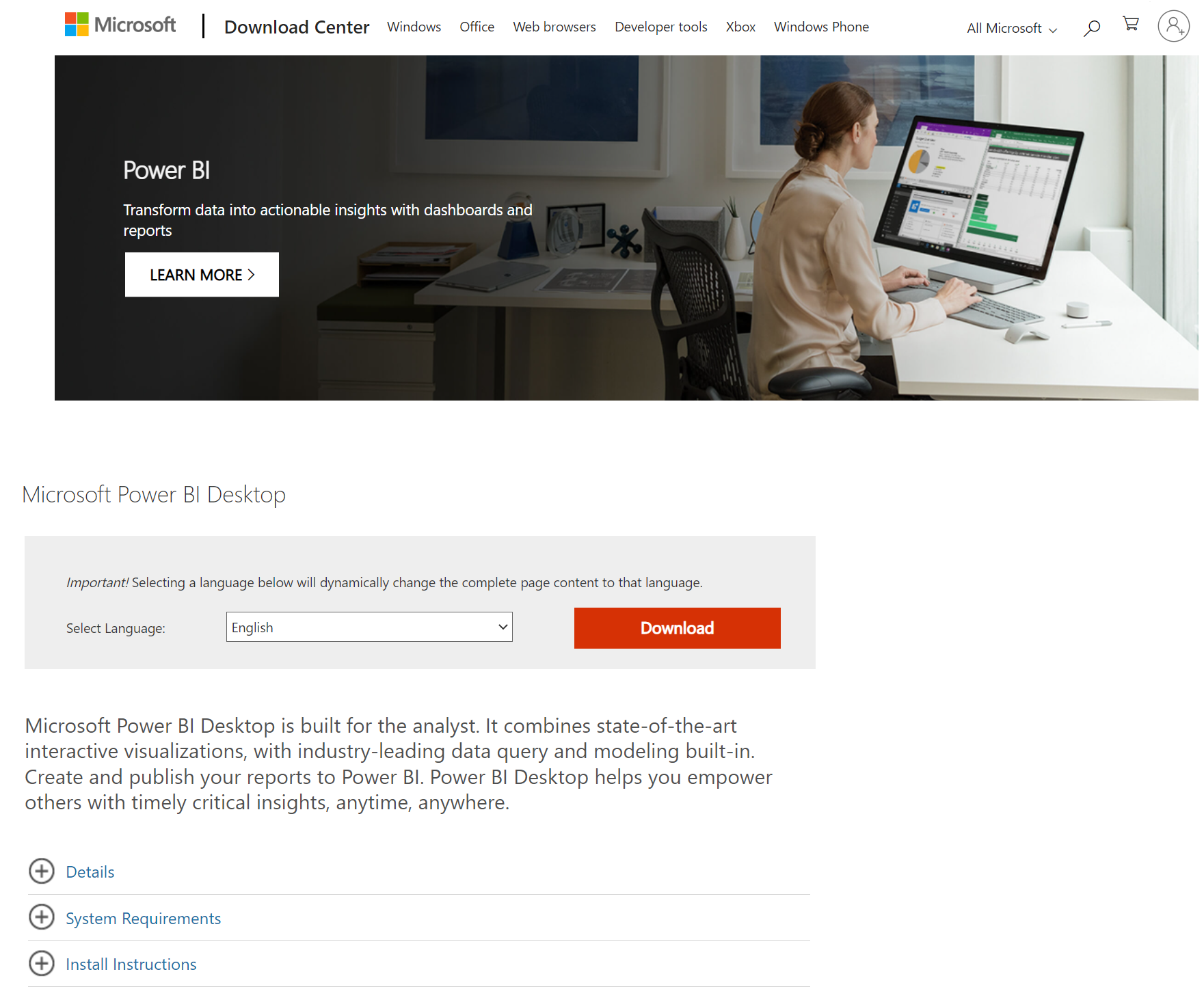 Microsoft Power BI Download screenshot