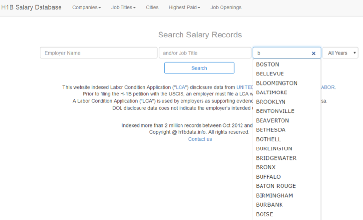 Salary Records Search Prefill Options