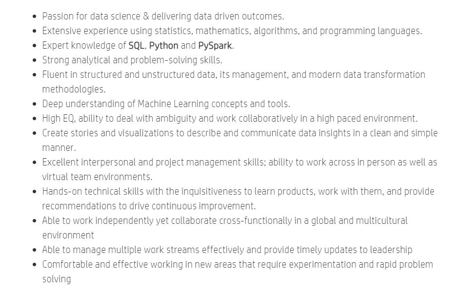 HP Machine Learning Job Description