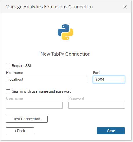 Manage Analytics Extensions Connection