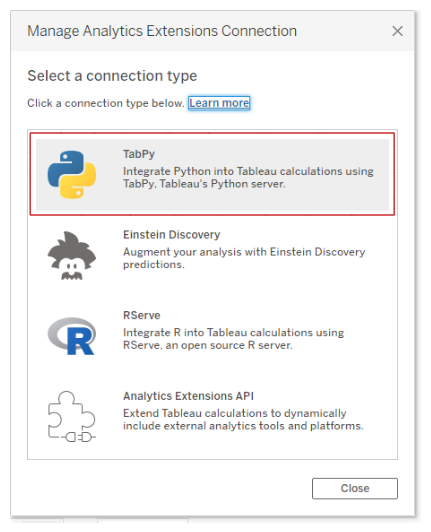 Manage Analytics Extension Connection