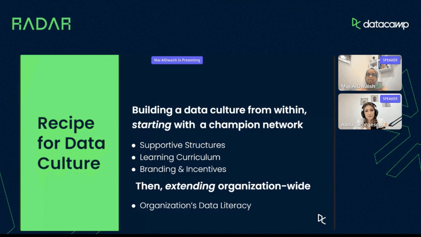 Recipe for Data Culture slide
