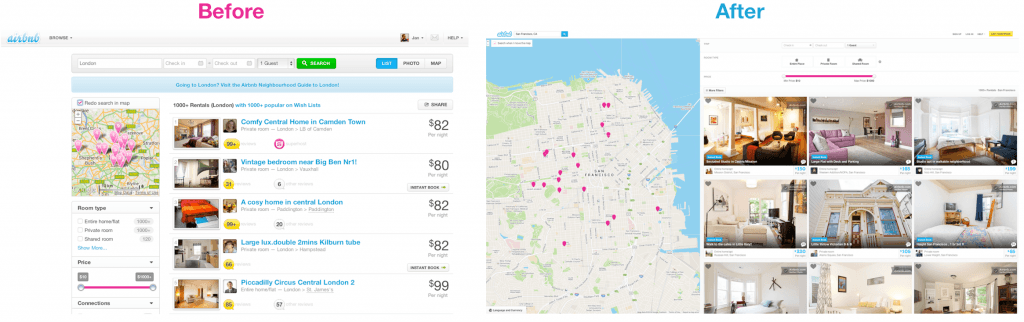 Airbnb uses A/B testing to decide on a better user interface