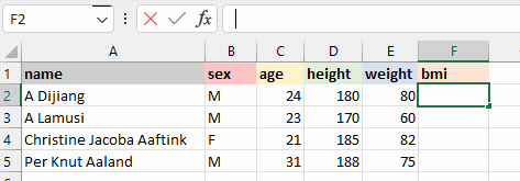 Añadir fórmulas de Excel