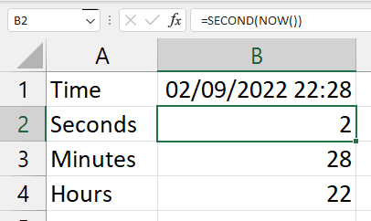 Excel SECOND