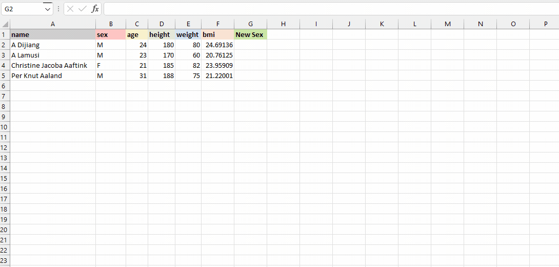 Fórmula Excel con U