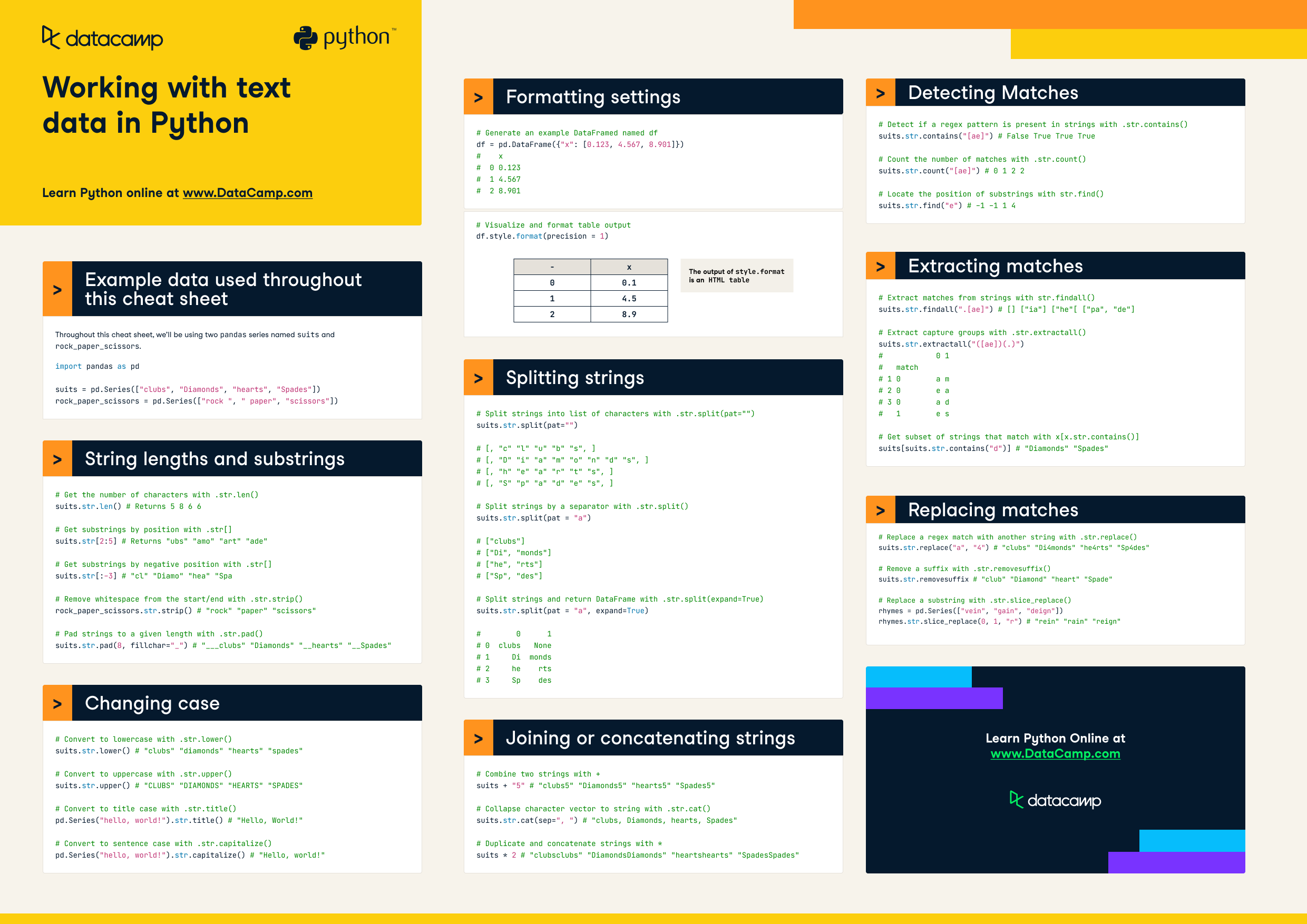 Text Data In Python Cheat Sheet DataCamp