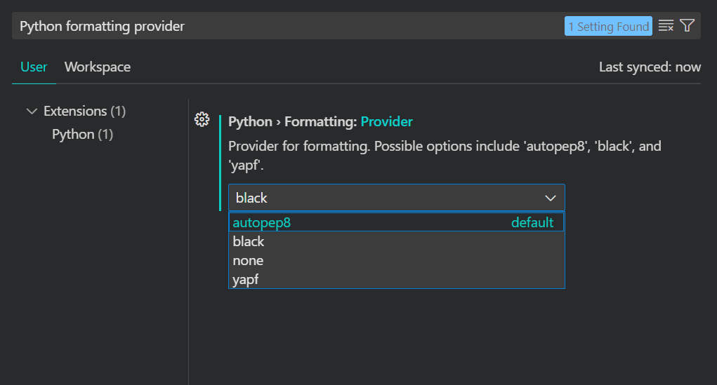 Select the Python formatter.png