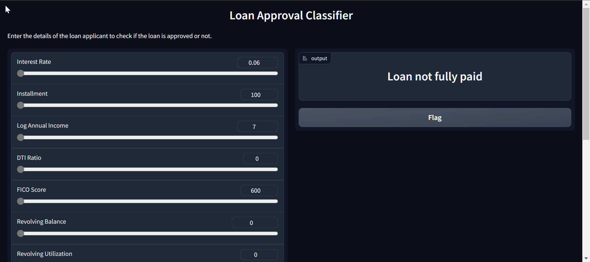Loan approval classifier app