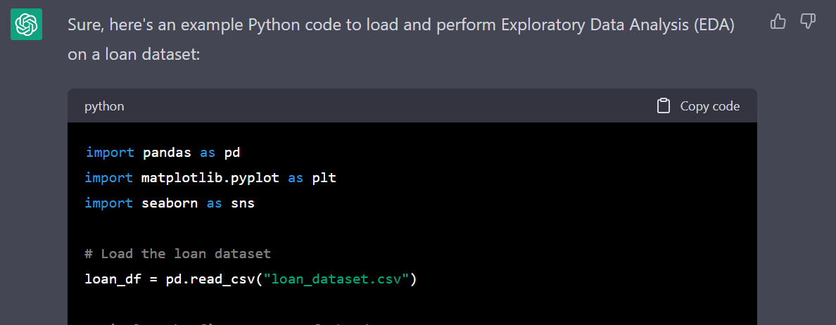 Python code for EDA