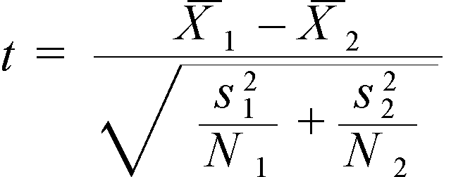 Two sample t-test equation