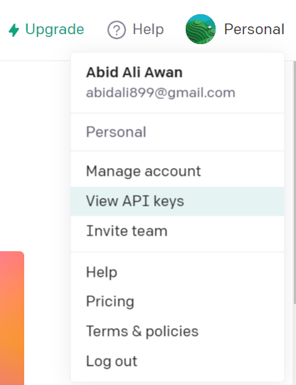 view API keys image
