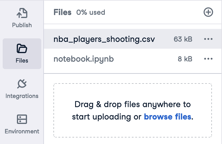 Files tool NBA dataset