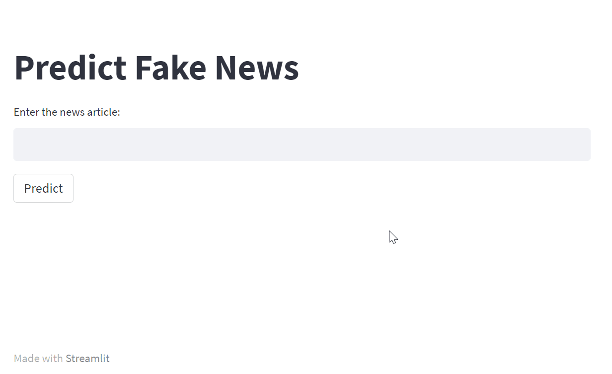 Gif from Streamlit app - Fake News Classifier