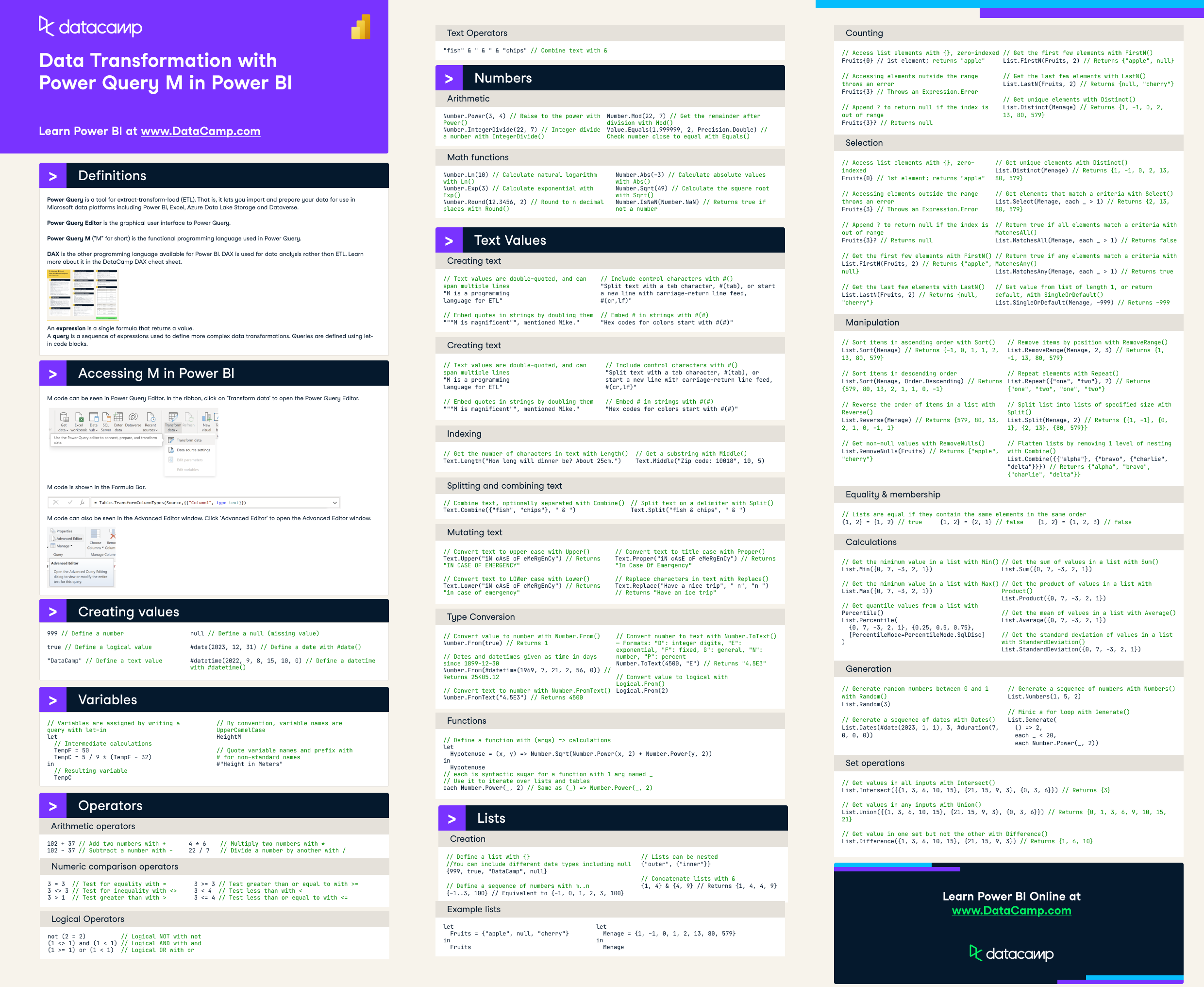Data Science Cheat Sheets, Data Analysis Reference Guides