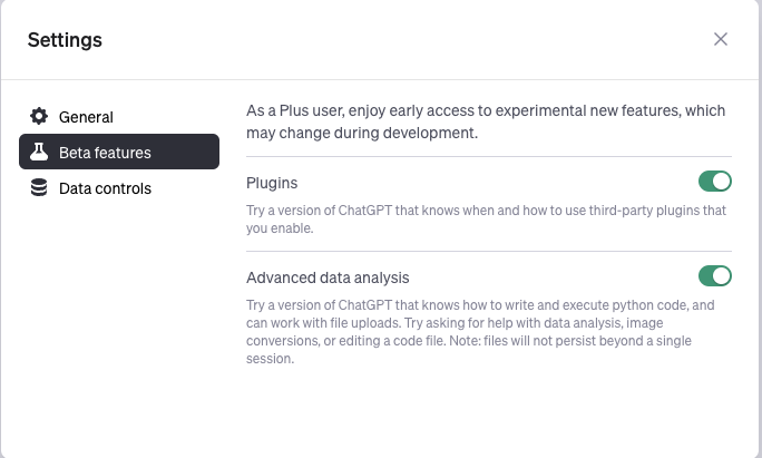 ChatGPT Beta Features