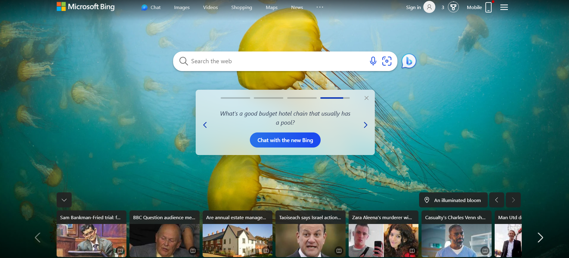 Microsoft bing homepage