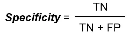 Specificity formula for Confusion Matrix