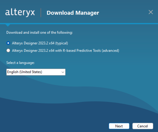 The setup page for Alteryx