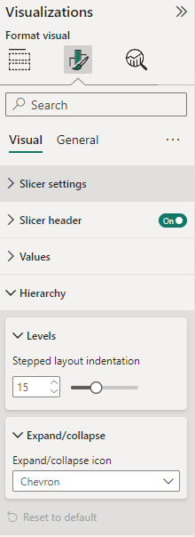 Hierarchy slicers settings