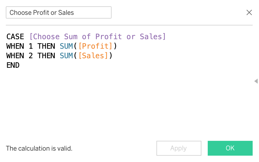 calculated field choose profit or sales