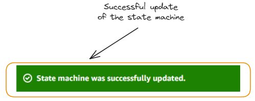 Success message for the state machine creation
