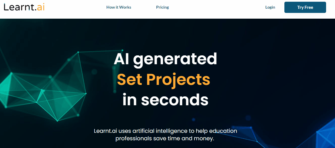 A screenshot of the homepage of Learnt AI.