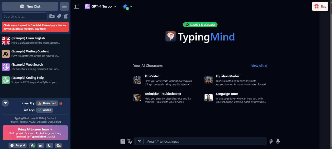 TypingMind in action