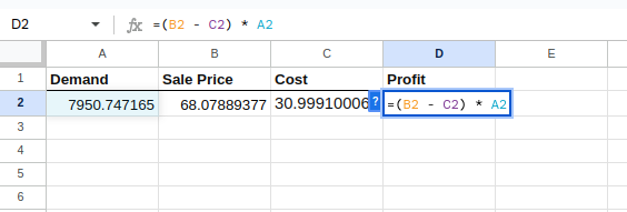 Calculating the profit.