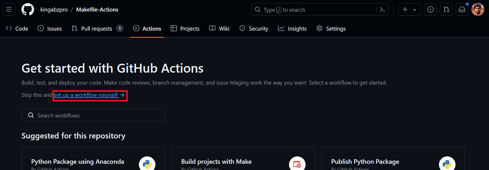 getting started with GitHub actions