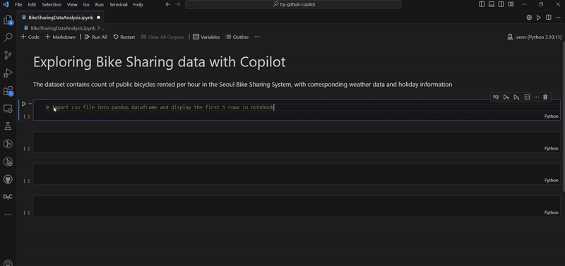 Importing data into Github Copilot
