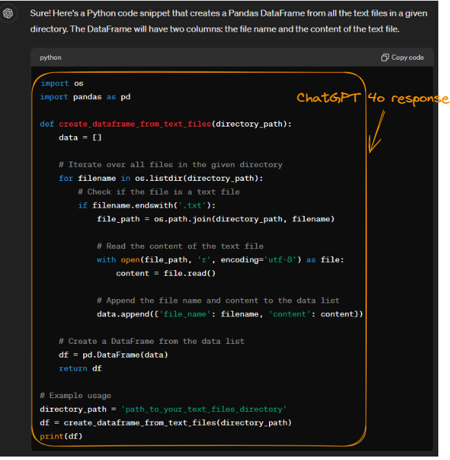 Código Python gerado pelo ChatGPT-4o.