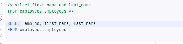 Bad commenting example in SQL