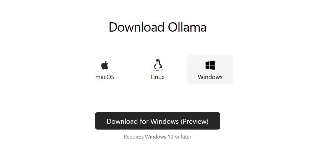 downloading the installer package for Ollama