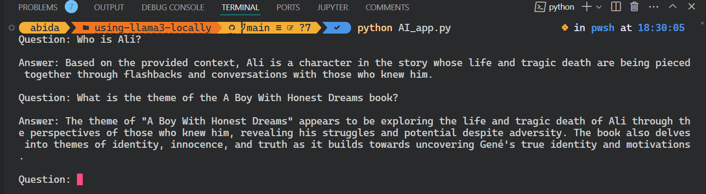 AI Python Application: Q&A retrieval