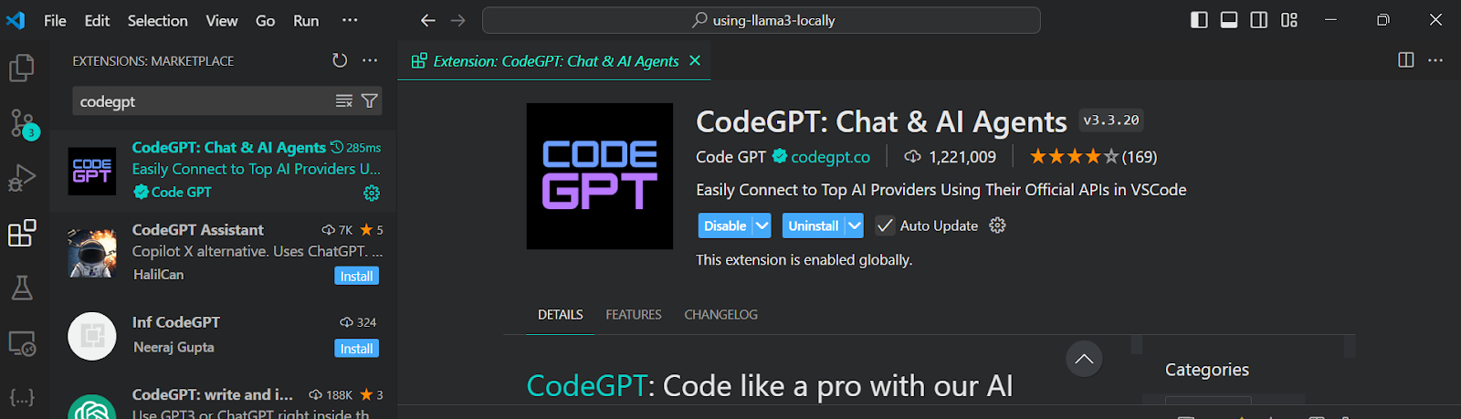 CodeGPT in the VSCode Market