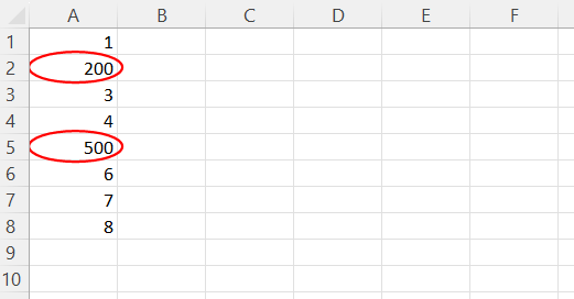 What circled invalid data in Excel looks like.